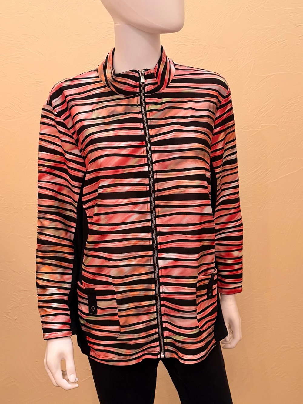 Erin London Striped Zip-Front Women's Jacket XL